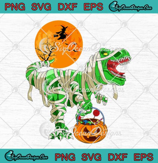 Halloween Dinosaur T-Rex Mummy SVG - Dino Pumpkin Trick Or Treat Gift SVG PNG EPS DXF PDF, Cricut File