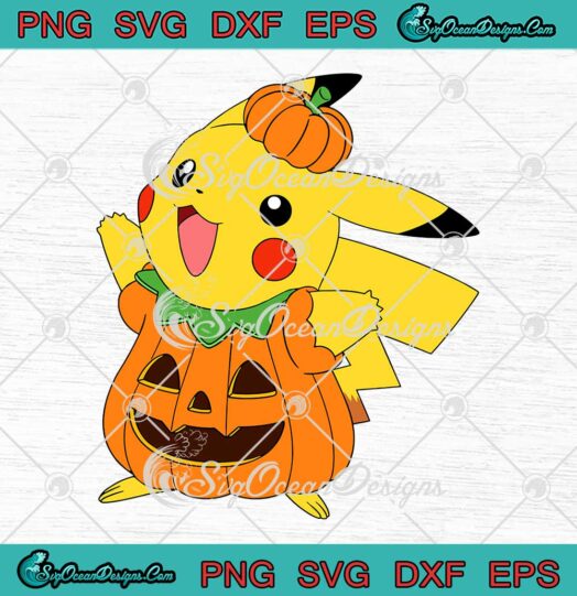 Halloween Pikachu Pumpkin Costume SVG - Funny Pokemon Kids Halloween SVG PNG EPS DXF PDF, Cricut File