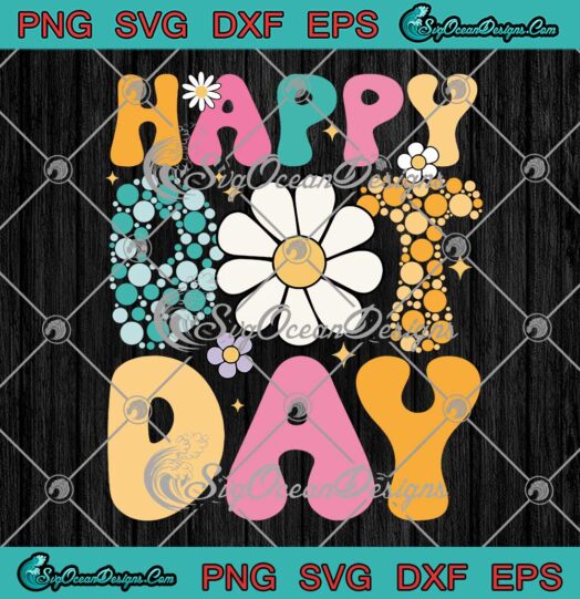 Happy Dot Day Flowers Groovy Retro SVG - International Dot Day SVG PNG EPS DXF PDF, Cricut File