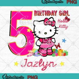 Hello Kitty Birthday Girl PNG - 5th Birthday PNG - Custom Name Birthday Gift PNG JPG Clipart, Digital Download