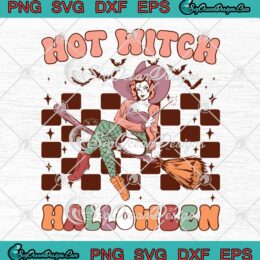 Hot Witch Halloween Groovy Retro SVG - Spooky Season Halloween SVG PNG EPS DXF PDF, Cricut File