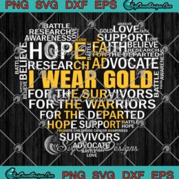 I Wear Gold Heart Ribbon Symbol SVG - Childhood Cancer Awareness SVG PNG EPS DXF PDF, Cricut File