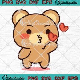 Isolated Bear Blowing Kisses SVG - Cute Gift Valentine's Day SVG PNG EPS DXF PDF, Cricut File
