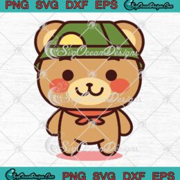 Isolated Bear Kawaii SVG - With Scarf And Hat SVG - Cute Emoji Of A Bear Kids SVG PNG EPS DXF PDF, Cricut File