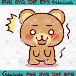 Isolated Shocked Bear Kawaii SVG - Cute Emoji Of A Bear Girls Kids SVG PNG EPS DXF PDF, Cricut File