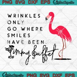 Jimmy Buffett Quote Flamingo SVG - Wrinkles Only Go Where Smiles Have Been SVG PNG EPS DXF PDF, Cricut File