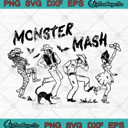 Monster Mash Halloween Vintage SVG - Western Cowboy Spooky Cowgirl SVG PNG EPS DXF PDF, Cricut File