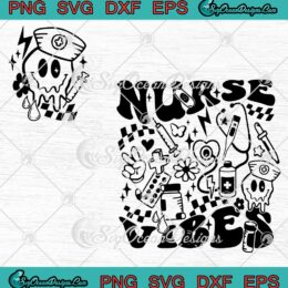Nurse Vibes Boho Nurse Retro SVG - Funny Halloween Nursing SVG PNG EPS DXF PDF, Cricut File
