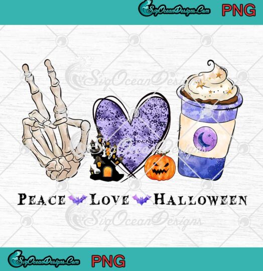 Peace Love Halloween Pumpkin Spice PNG - Spooky Season PNG JPG Clipart, Digital Download