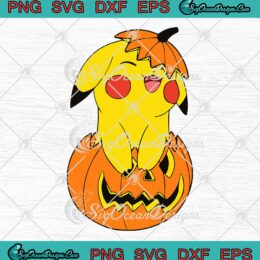 Pikachu In Pumpkin Halloween Funny SVG - Pokemon Halloween Costume SVG PNG EPS DXF PDF, Cricut File