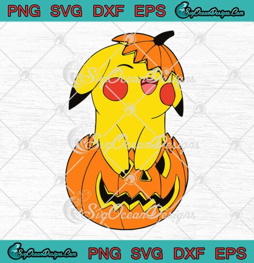 Pikachu In Pumpkin Halloween Funny SVG - Pokemon Halloween Costume SVG PNG EPS DXF PDF, Cricut File