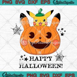 Pikachu Pumpkin Happy Halloween SVG - Pokemon Surprise Halloween SVG PNG EPS DXF PDF, Cricut File