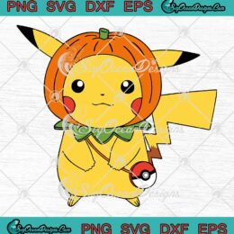 Pikachu Pumpkin Head Halloween SVG - Pokemon Halloween Vibes SVG PNG EPS DXF PDF, Cricut File