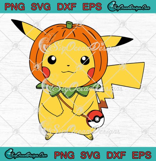 Pikachu Pumpkin Head Halloween SVG - Pokemon Halloween Vibes SVG PNG EPS DXF PDF, Cricut File