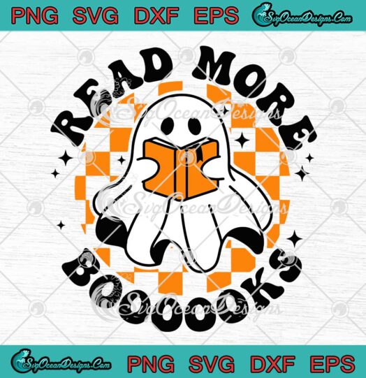 Read More Books Groovy Retro SVG - Halloween Boo Ghost Read A Book Funny SVG PNG EPS DXF PDF, Cricut File