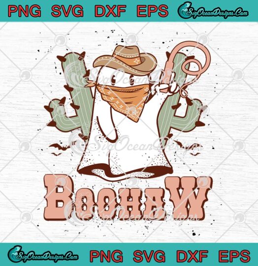 Retro Halloween Boo Haw SVG - Western Cowboy Ghost Halloween SVG PNG EPS DXF PDF, Cricut File