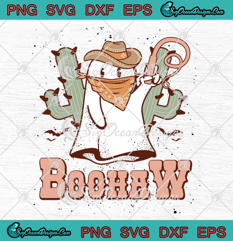 Retro Halloween Boo Haw SVG - Western Cowboy Ghost Halloween SVG PNG EPS DXF PDF, Cricut File