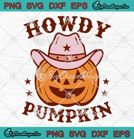 Retro Howdy Pumpkin Cowboy SVG - Autumn Western Halloween Vintage SVG PNG EPS DXF PDF, Cricut File