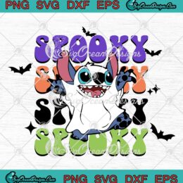 Stitch Ghost Spooky Groovy Retro SVG - Disney Stitch Halloween SVG PNG EPS DXF PDF, Cricut File