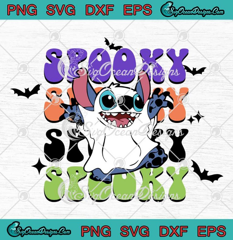 Stitch Ghost Spooky Groovy Retro SVG - Disney Stitch Halloween SVG PNG EPS DXF PDF, Cricut File