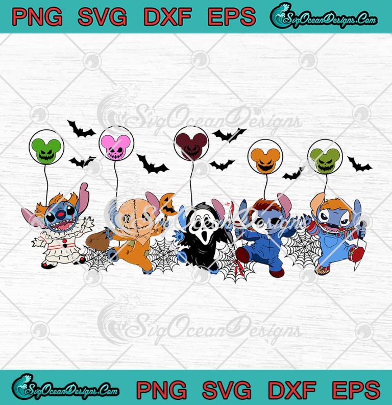 Stitch Horror Movie Characters SVG - Disney Halloween SVG PNG EPS DXF PDF, Cricut File