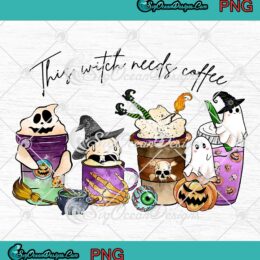 This Witch Needs Coffee Halloween PNG - Horror Halloween Coffee PNG JPG Clipart, Digital Download