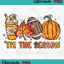 Tis The Season Pumpkin Latte PNG - Leaf Fall Thanksgiving Football PNG JPG Clipart, Digital Download
