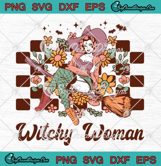 Witchy Woman Retro Halloween SVG - Witch Wiccan Halloween SVG PNG EPS DXF PDF, Cricut File