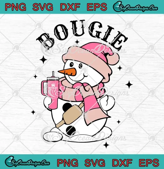Bougie Pink Snowman Christmas SVG - Santa Snowman With Stanley Tumbler SVG PNG EPS DXF PDF, Cricut File