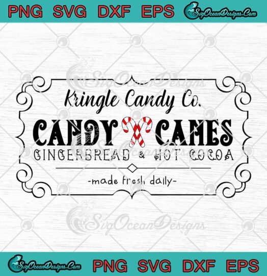 Candy Cane Christmas SVG - Kringle Candy Co SVG - Gingerbread And Hot Cocoa SVG PNG EPS DXF PDF, Cricut File