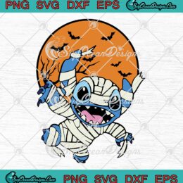 Cute Stitch Mummy Halloween SVG - Disney Halloween Moon SVG PNG EPS DXF PDF, Cricut File