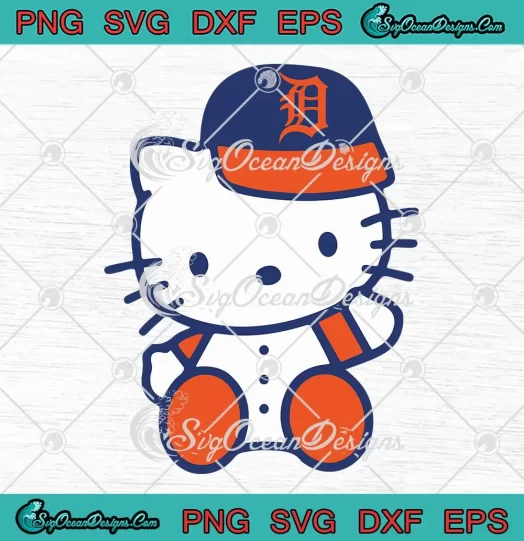 Detroit Tigers Hello Kitty Baseball SVG - Detroit Tigers Kitty Cat MLB SVG PNG EPS DXF PDF, Cricut File