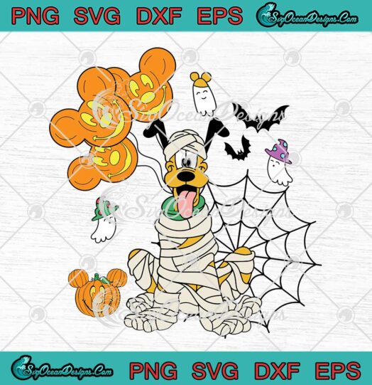Disney Pluto Mummy Halloween SVG - Mickey Balloons Pumpkin Halloween SVG PNG EPS DXF PDF, Cricut File