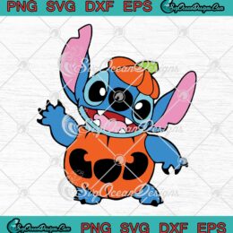Disney Stitch Pumpkin Halloween SVG, Lilo And Stitch Halloween SVG PNG EPS DXF PDF, Cricut File