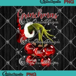 Grinchmas Family Custom Name PNG - Grinch Christmas Balls PNG - Christmas Gifts PNG JPG Clipart, Digital Download