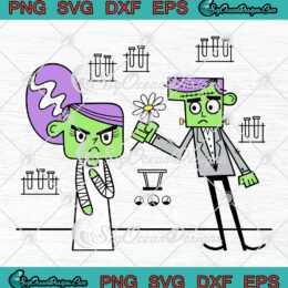 Halloween Frankenstein Couple SVG - Spooky Cute Monsters Halloween SVG PNG EPS DXF PDF, Cricut File
