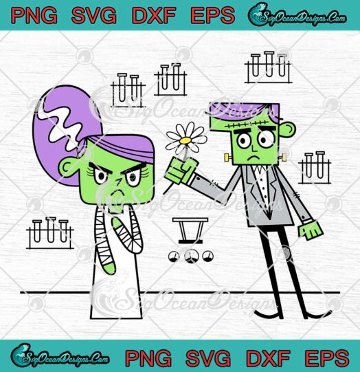Halloween Frankenstein Couple SVG - Spooky Cute Monsters Halloween SVG PNG EPS DXF PDF, Cricut File