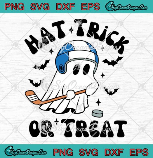 Hat Trick Or Treat Halloween Funny SVG - Kids Hockey Halloween Costume SVG PNG EPS DXF PDF, Cricut File