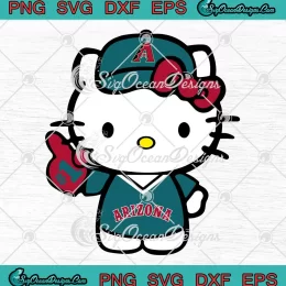 Hello Kitty Arizona Diamondbacks SVG - Hello Kitty Number One SVG - Baseball SVG PNG EPS DXF PDF, Cricut File
