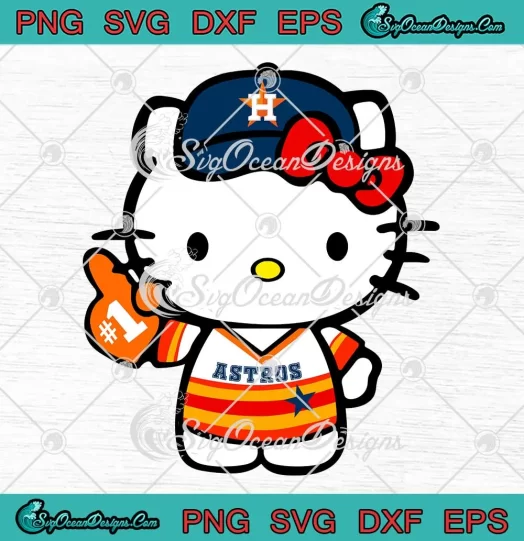 Hello Kitty Houston Astros Baseball SVG - Kitty Cat Astros Number One SVG PNG EPS DXF PDF, Cricut File