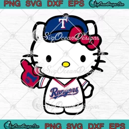 Hello Kitty Texas Rangers 2023 SVG - Kitty Rangers Baseball Number One SVG PNG EPS DXF PDF, Cricut File