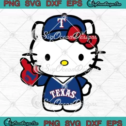 Hello Kitty Texas Rangers Baseball SVG - Hello Kitty Number One Baseball SVG PNG EPS DXF PDF, Cricut File