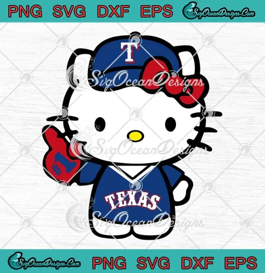 Hello Kitty Texas Rangers Baseball SVG - Hello Kitty Number One Baseball SVG PNG EPS DXF PDF, Cricut File