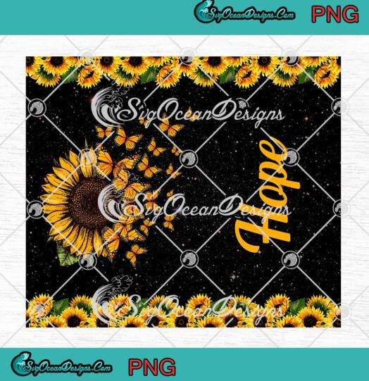Hope Sunflower Butterfly PNG - Christian Gift Wrap Cup Tumbler PNG JPG Clipart, Digital Download