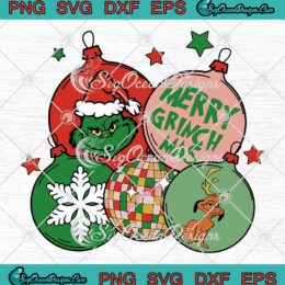 Merry Grinchmas Disco Ball Retro SVG - Grinch Merry Christmas SVG PNG EPS DXF PDF, Cricut File