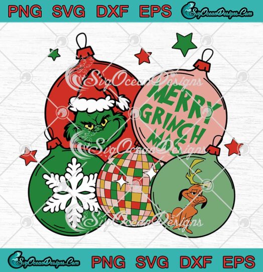 Merry Grinchmas Disco Ball Retro SVG - Grinch Merry Christmas SVG PNG EPS DXF PDF, Cricut File