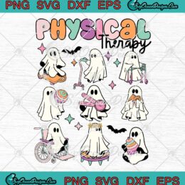 Physical Therapy Ghosts Halloween SVG - Spooky PT Physical Therapist SVG PNG EPS DXF PDF, Cricut File