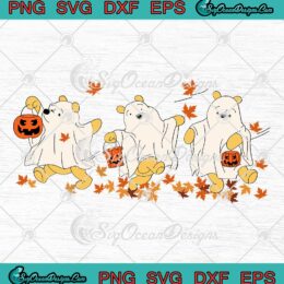 Pooh Ghost Fall Vibes Halloween SVG - Disney Winnie The Pooh SVG - Thanksgiving Day SVG PNG EPS DXF PDF, Cricut File