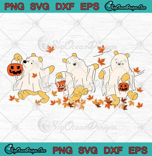 Pooh Ghost Fall Vibes Halloween SVG - Disney Winnie The Pooh SVG - Thanksgiving Day SVG PNG EPS DXF PDF, Cricut File