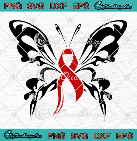 Red Ribbon Butterfly Drug Free SVG - Red Ribbon Week Awareness SVG PNG EPS DXF PDF, Cricut File